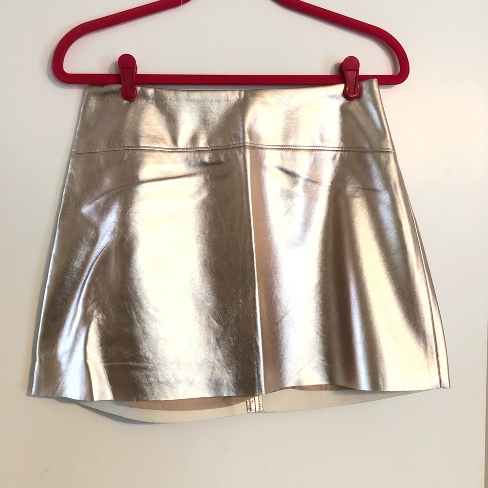 Gold Leather Skirt Urban Outfitters
